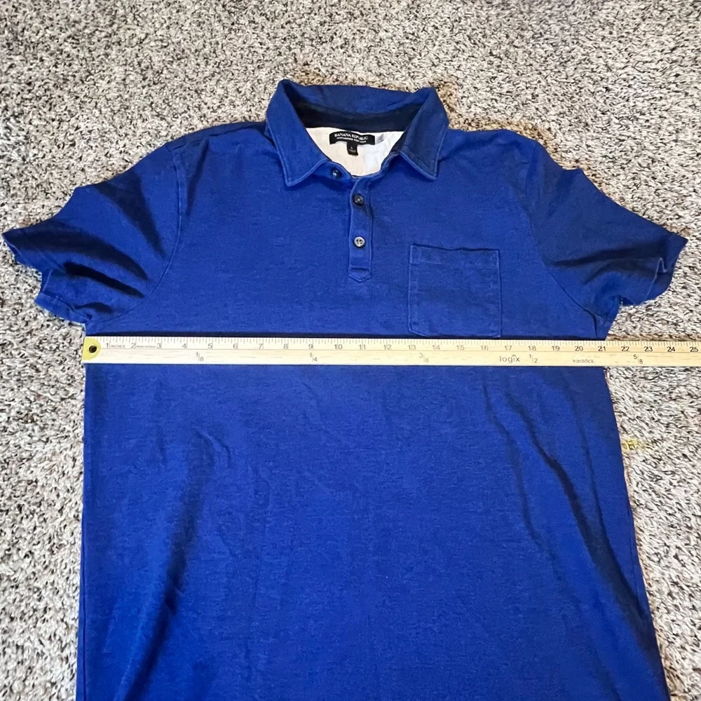 Banana Republic Men Performance Pique Polo Shirt Royal Blue Large Stretch Pocket